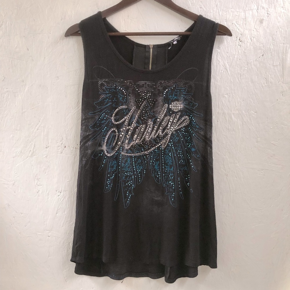 Harley Davidson sparkly rayon tank top size large